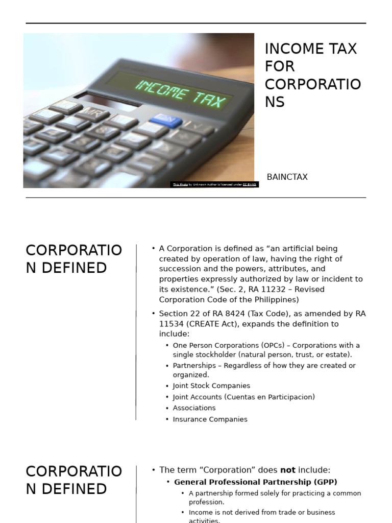 Income Tax Guidelines for Corporations | PDF | Capital Gains Tax | Taxes