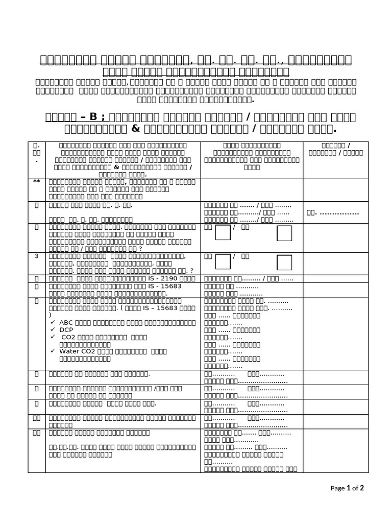 Check List - Fire Safety Inspection, NAO Part - B, Indl BLDG | PDF