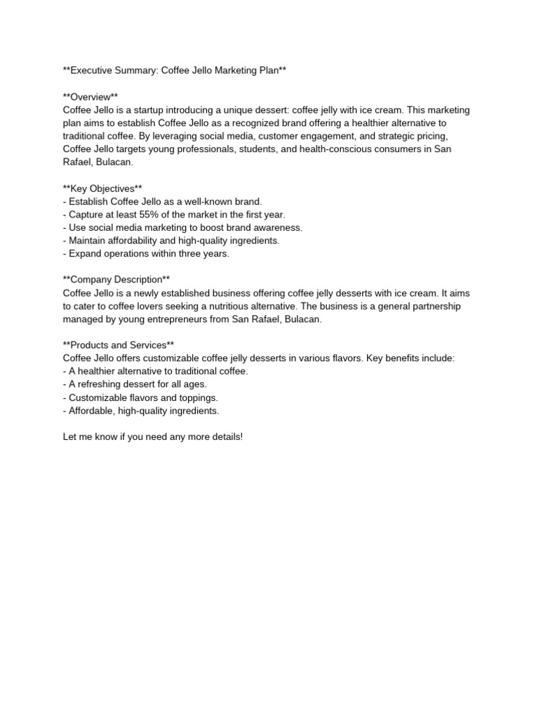 Coffee Jello Marketing Strategy Overview | PDF
