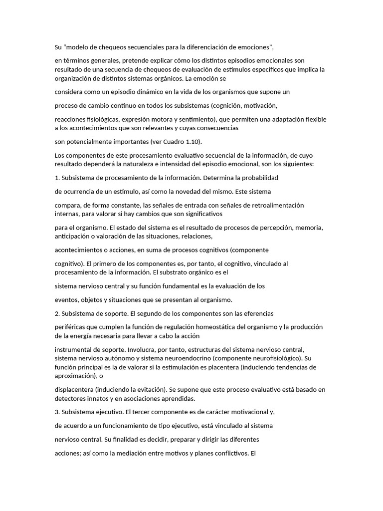 Modelo de chequeos secuenciales emocionales | PDF | Las emociones ...