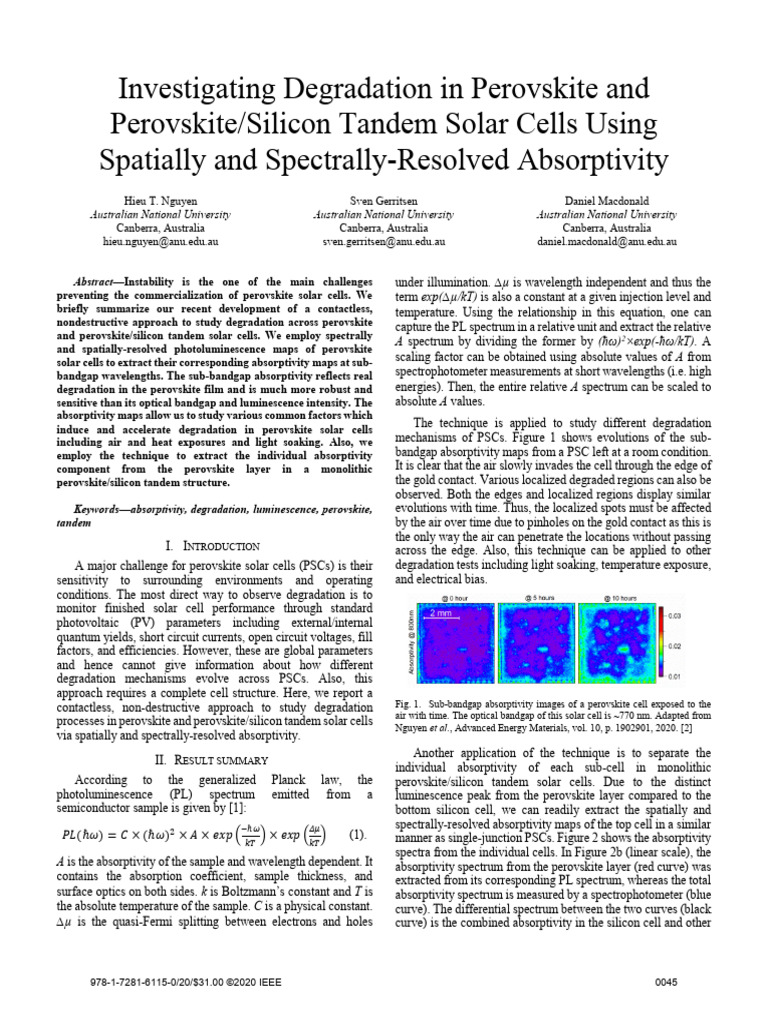 Perovskite Solar Cell Degradation Study | PDF | Solar Cell | Physical ...