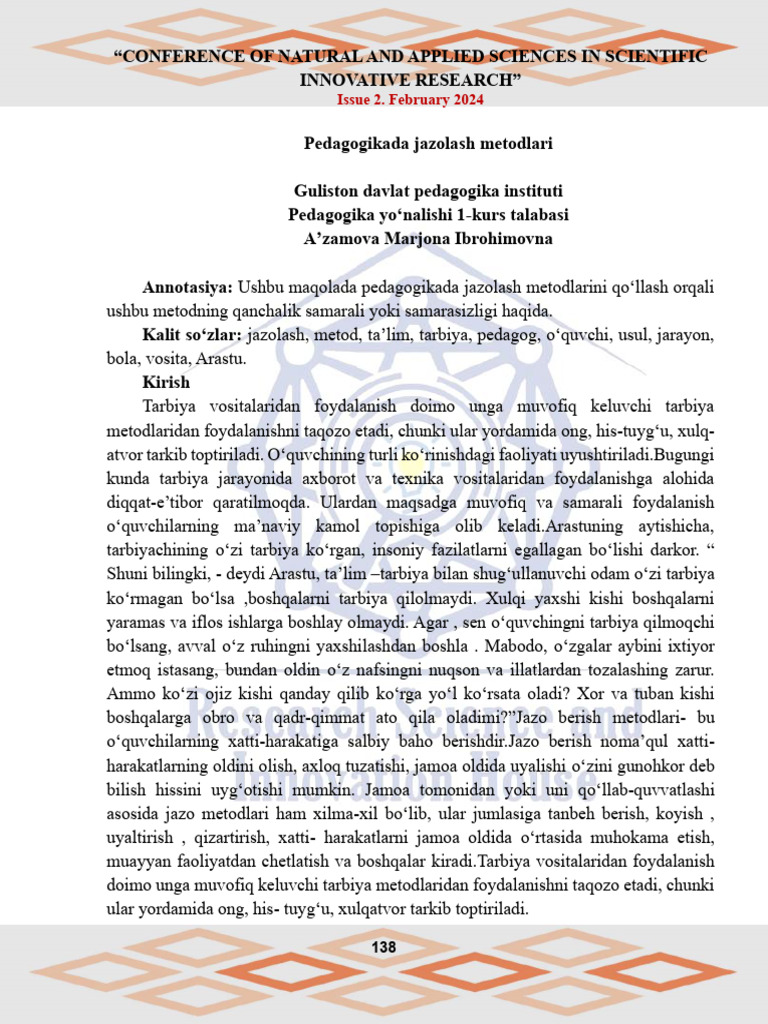 Conference of Natural and Applied Sciences in Scientific Innovative ...
