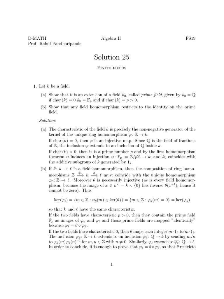 Finite Fields and Perfect Fields in Algebra II | PDF | Field ...