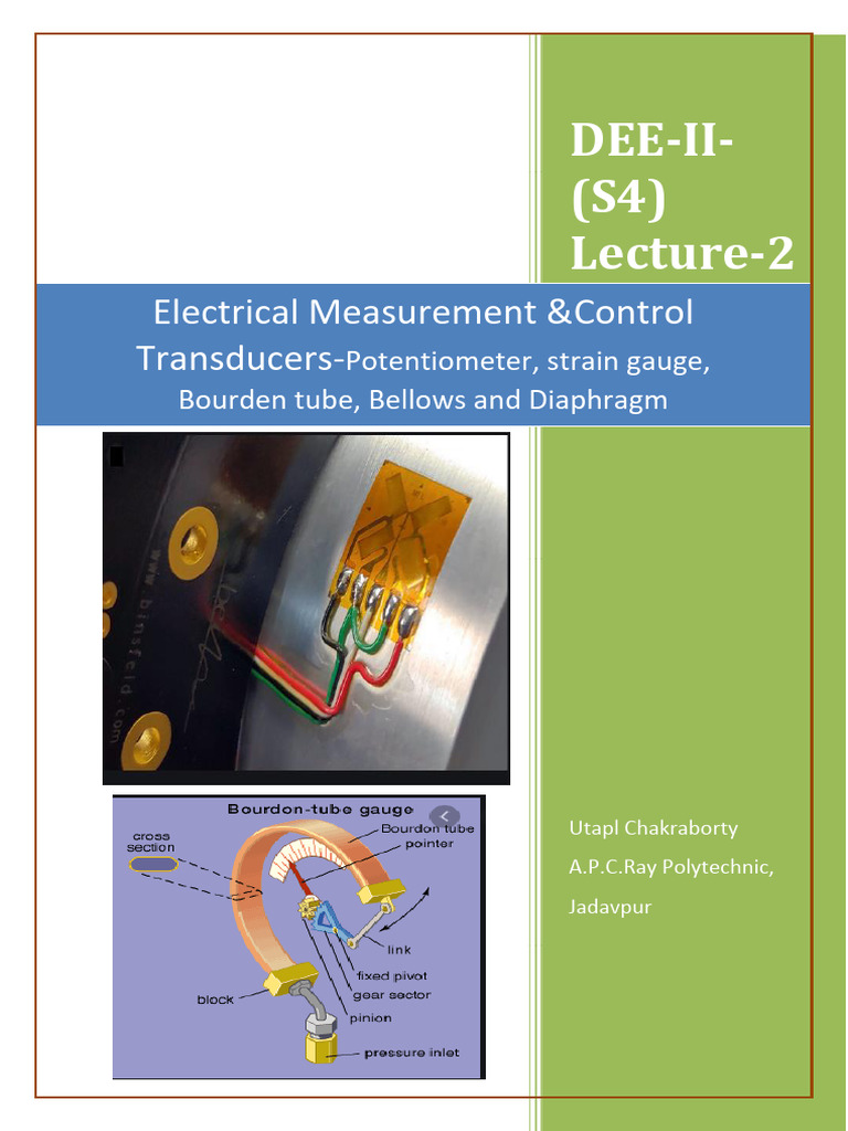 Transducers, Lecture-2 | PDF | Pressure Measurement | Applied And ...