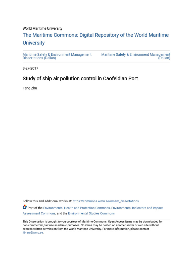Study of Ship Air Pollution Control in Caofeidian Port | PDF | N Ox ...