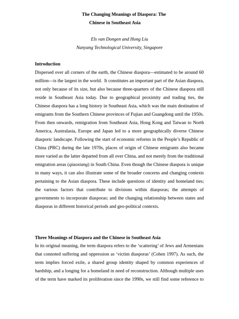 The Changing Meanings of Diaspora | PDF | China | World Politics