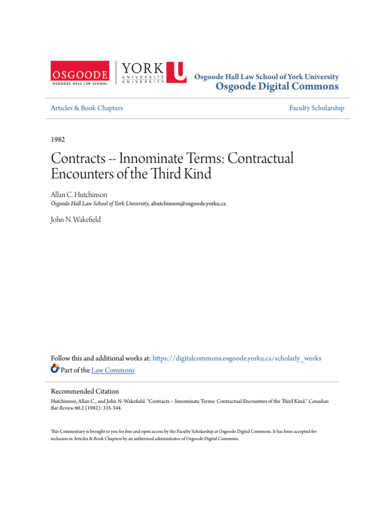 Innominate Terms in Contract Law | PDF | Breach Of Contract | Common Law