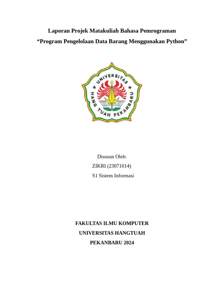 Program Pengelolaan Data Barang Python | PDF