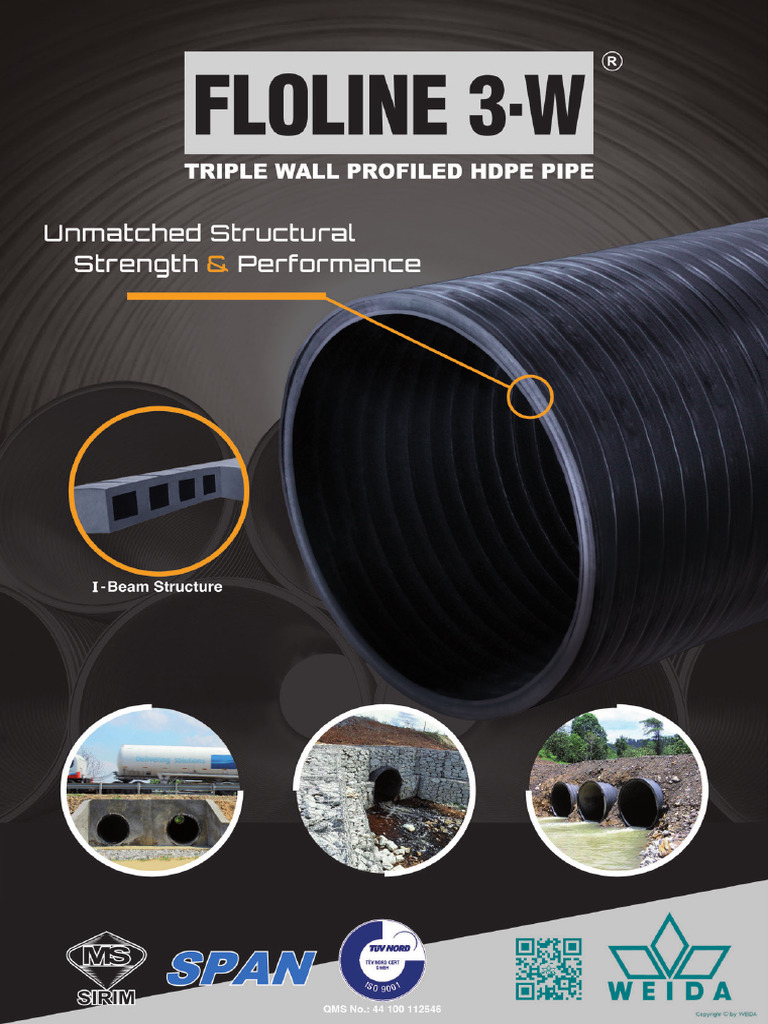 FLOLINE 3-W Triple Wall Profiled HDPE Pipe SWK 20221116 A4 Size | PDF