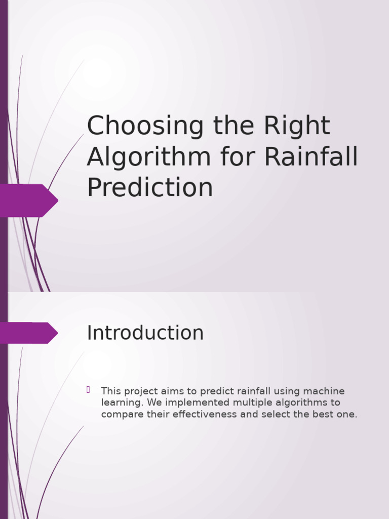 Best Algorithms for Rainfall Prediction | PDF