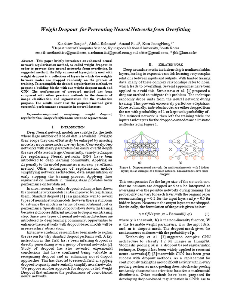 Weight Dropout for Neural Network Regularization | PDF | Deep Learning ...