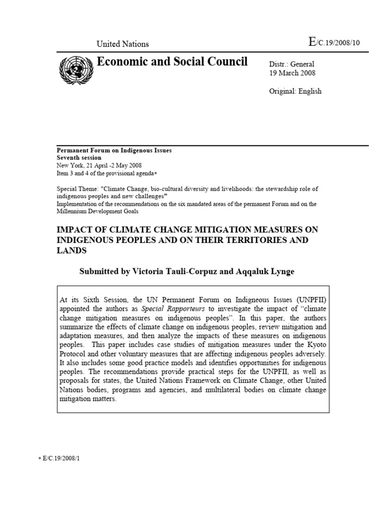 Climate Change and Livelihood of Indigenous People | PDF | Kyoto ...