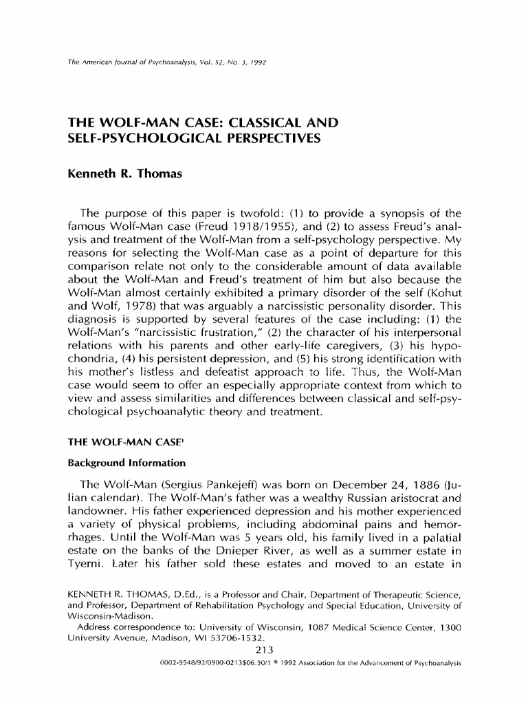 Wolf-Man Case: Freud's Analysis Explored | PDF | Psychoanalysis ...