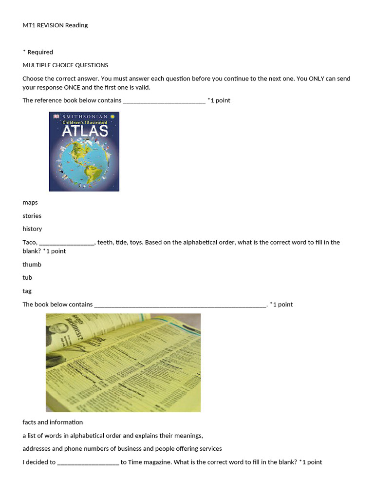 MT1 Revision: Reading & Comprehension Test | PDF | Lung