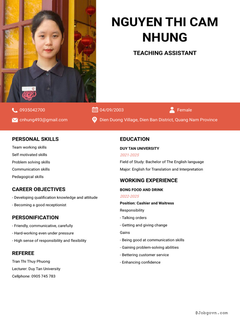 Teaching Assistant CV | PDF