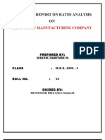 Ratio Analysis Report on Hindustan Manufacturing Company