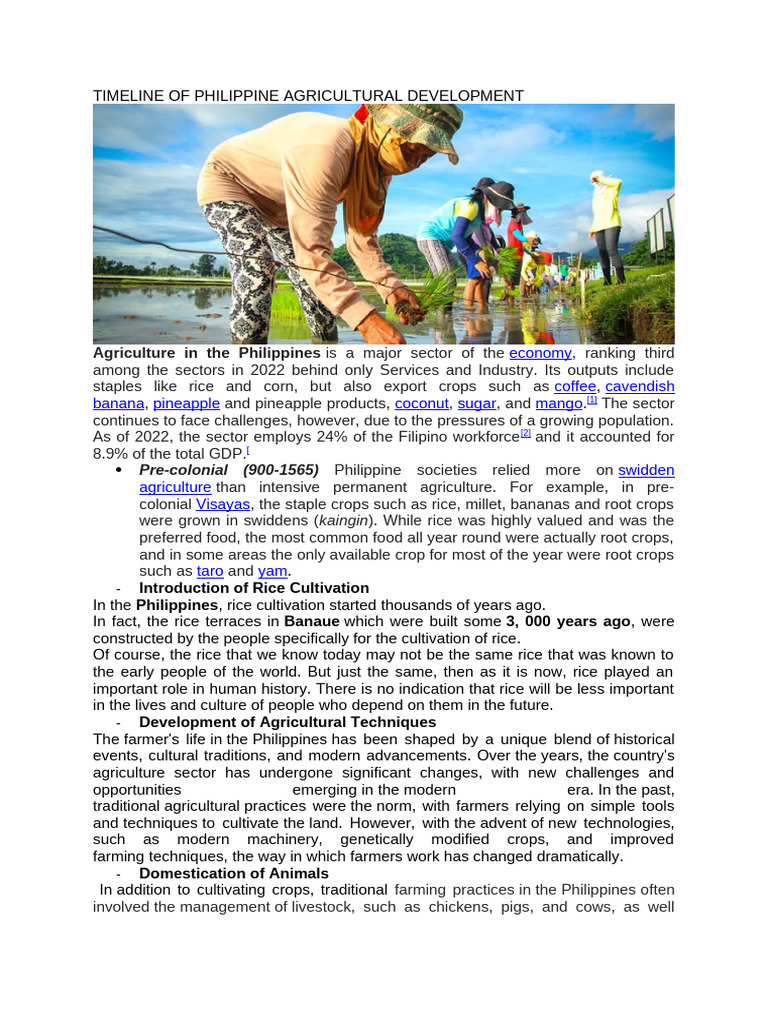 Philippine Agricultural Development Timeline | PDF | Agriculture | Farmer
