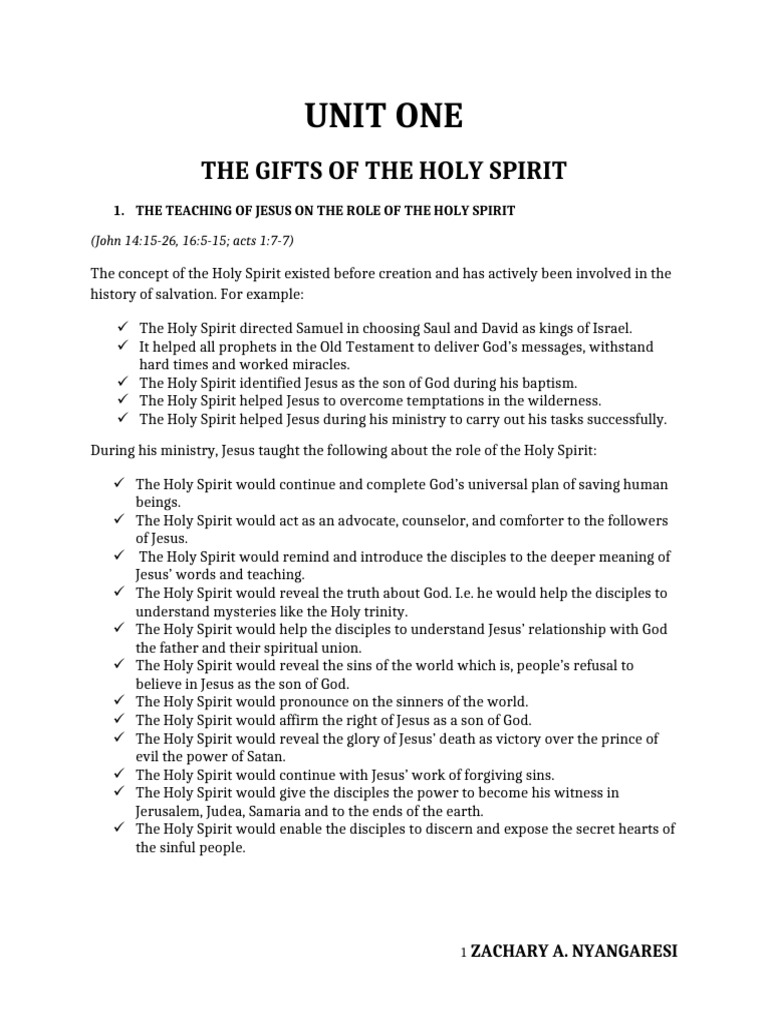 Form 3 CRE: Gifts of the Holy Spirit | PDF | Jesus | Prophet