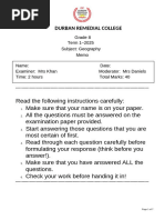 Grade 8 Geography Term 2 Exam Paper | PDF | Equator | Rain
