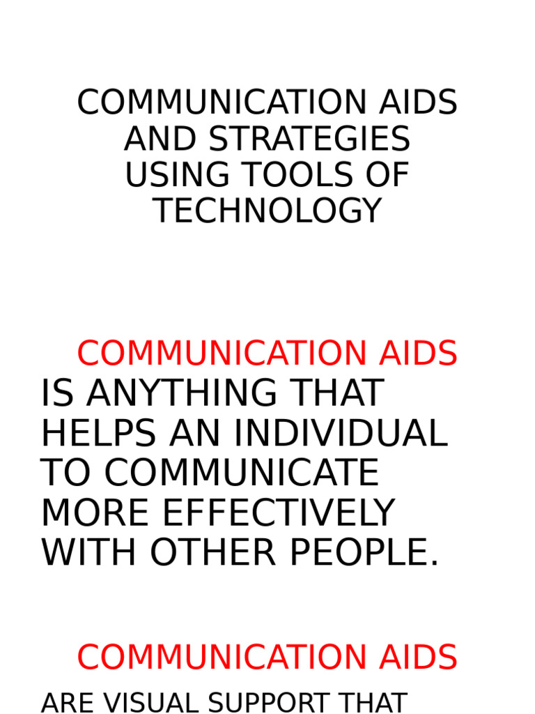 Communication Aids and Strategies Using Tools of Technology | PDF