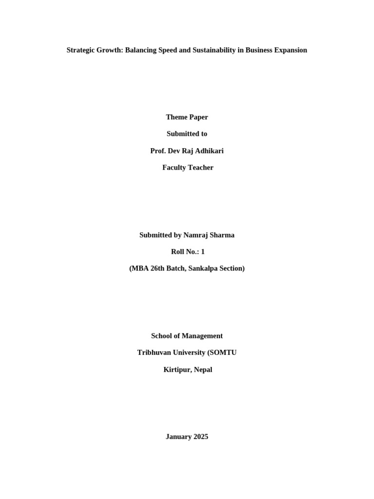Strategic Growth: Speed vs. Sustainability | PDF | Strategic Management ...