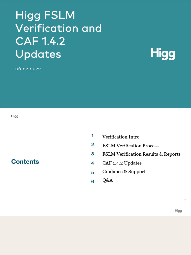 Higg FSLM Verification Process Guide | PDF