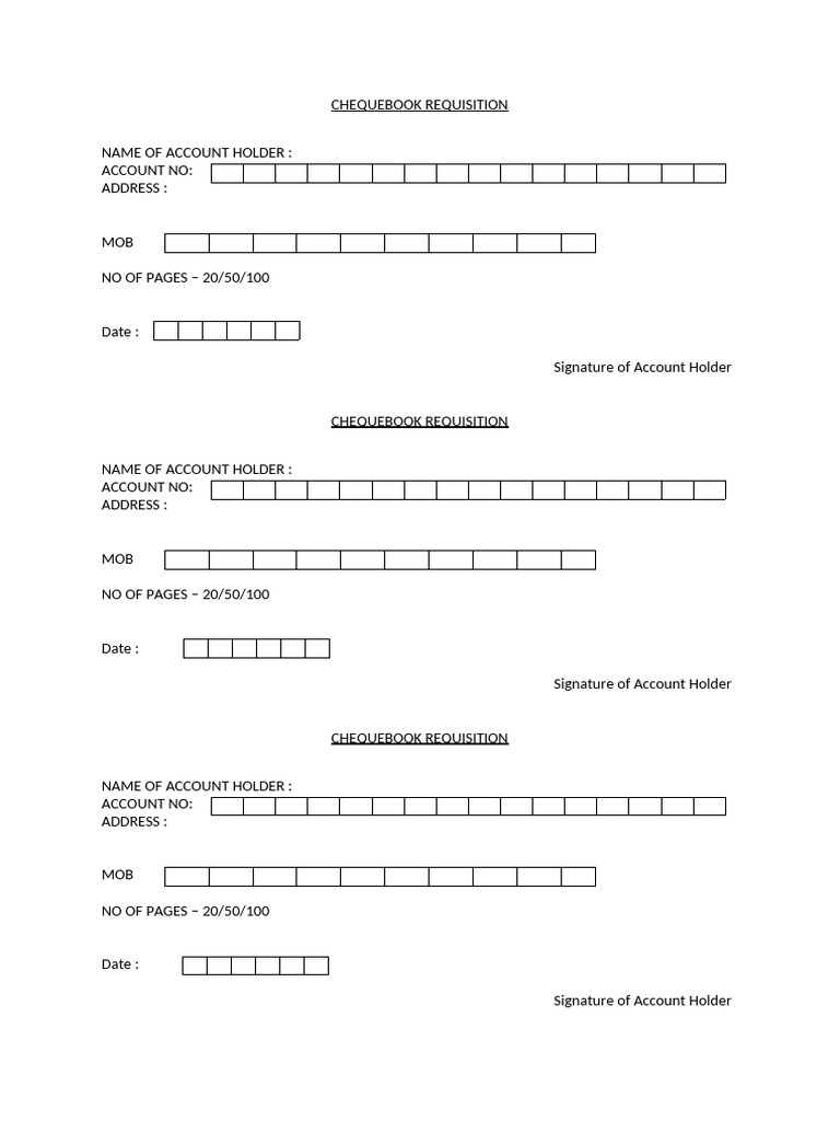 Cheque Book Requisition Guide | PDF