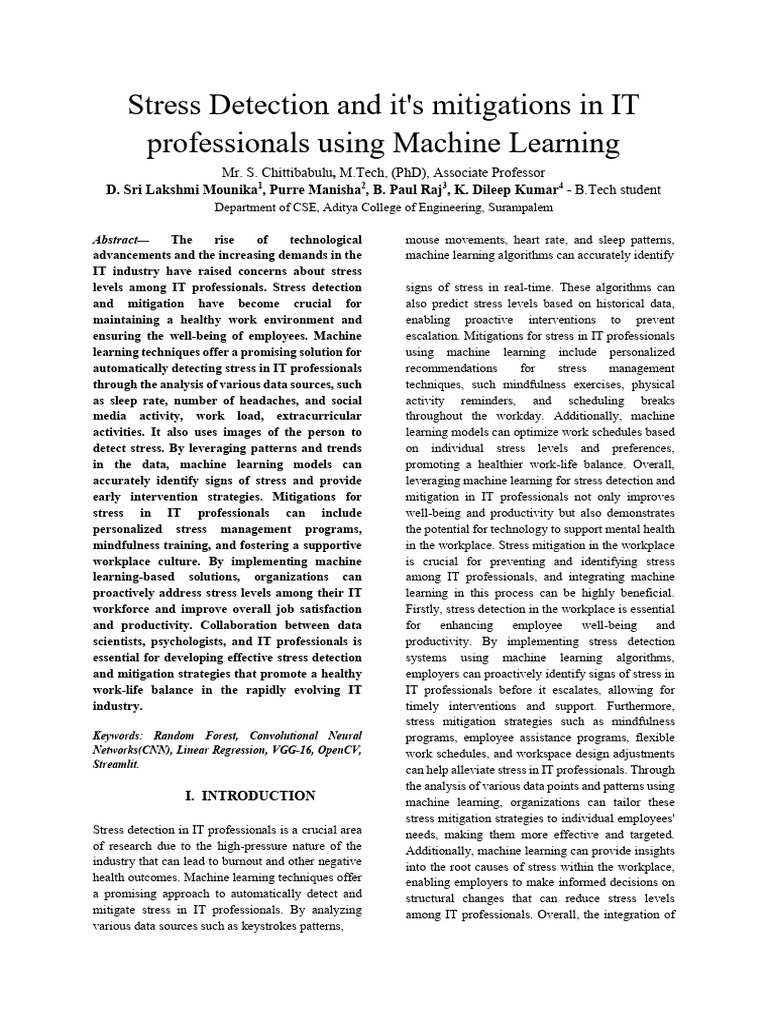 Machine Learning for IT Stress Detection | PDF | Machine Learning ...
