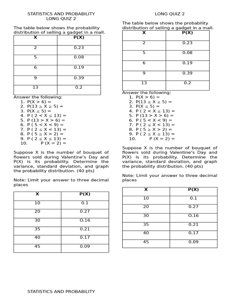 Long Quiz 2 | PDF | Statistical Analysis | Teaching Mathematics