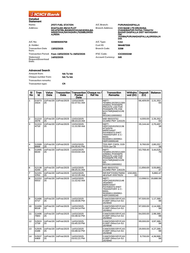 ICICI Bank Statement Overview | PDF | Payments | Banks
