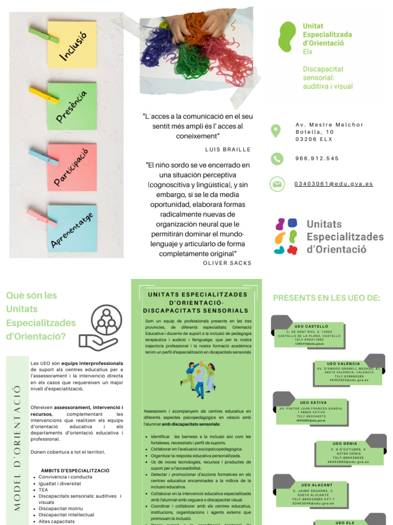 Triptic Discapacitat Sensorial UEO Elx | PDF