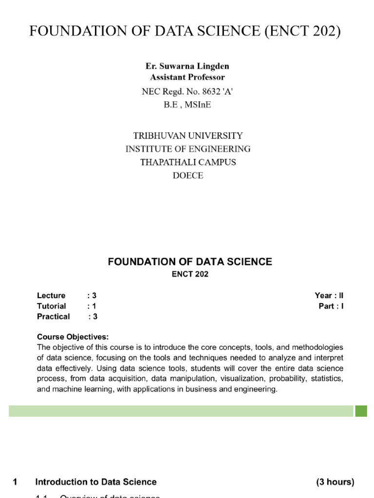 Ch 1 Introduction to Data Science | PDF | Data Science | Analytics