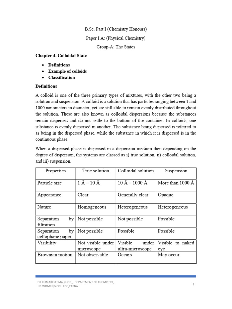 Colloidal Systems in Chemistry | PDF | Colloid | Liquids