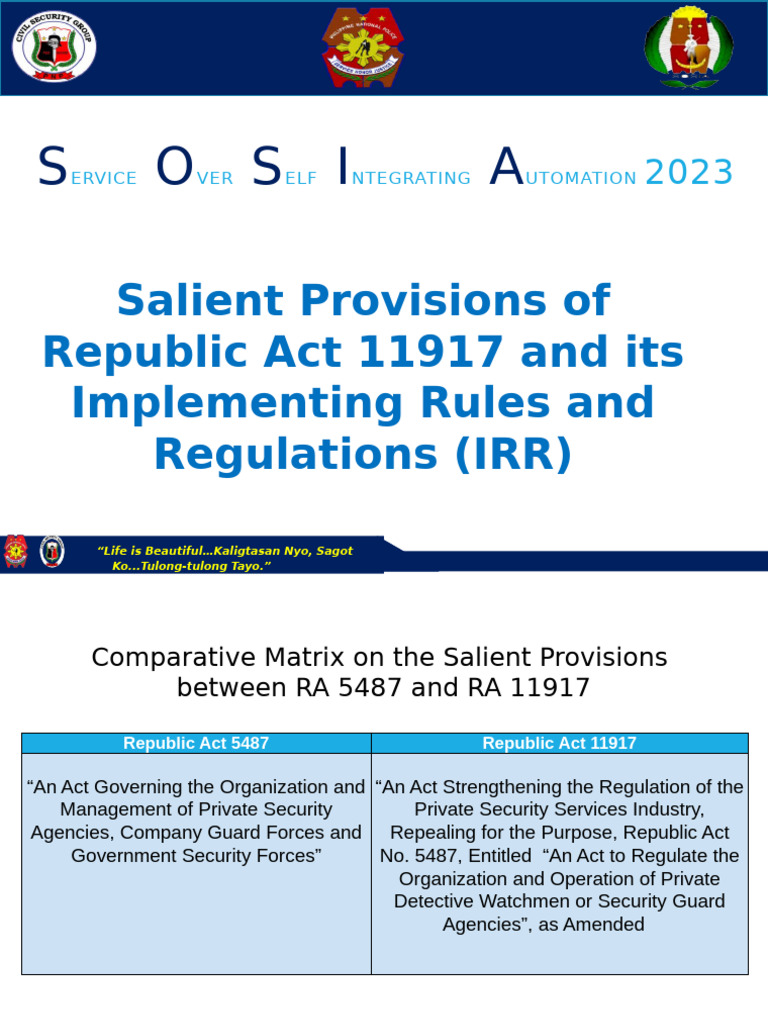 Comparative Analysis of RA 5487 and 11917 | PDF | Security Guard