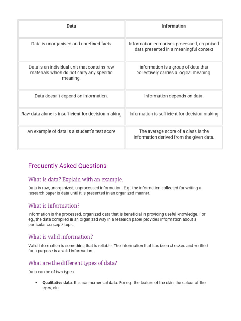 Concept of Data and Information | PDF | Information | Data