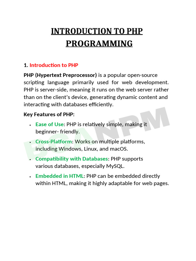 Introduction to PHP Programming Basics | PDF | Php | World Wide Web