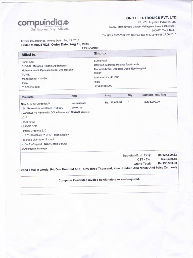 Dell Invoice | PDF