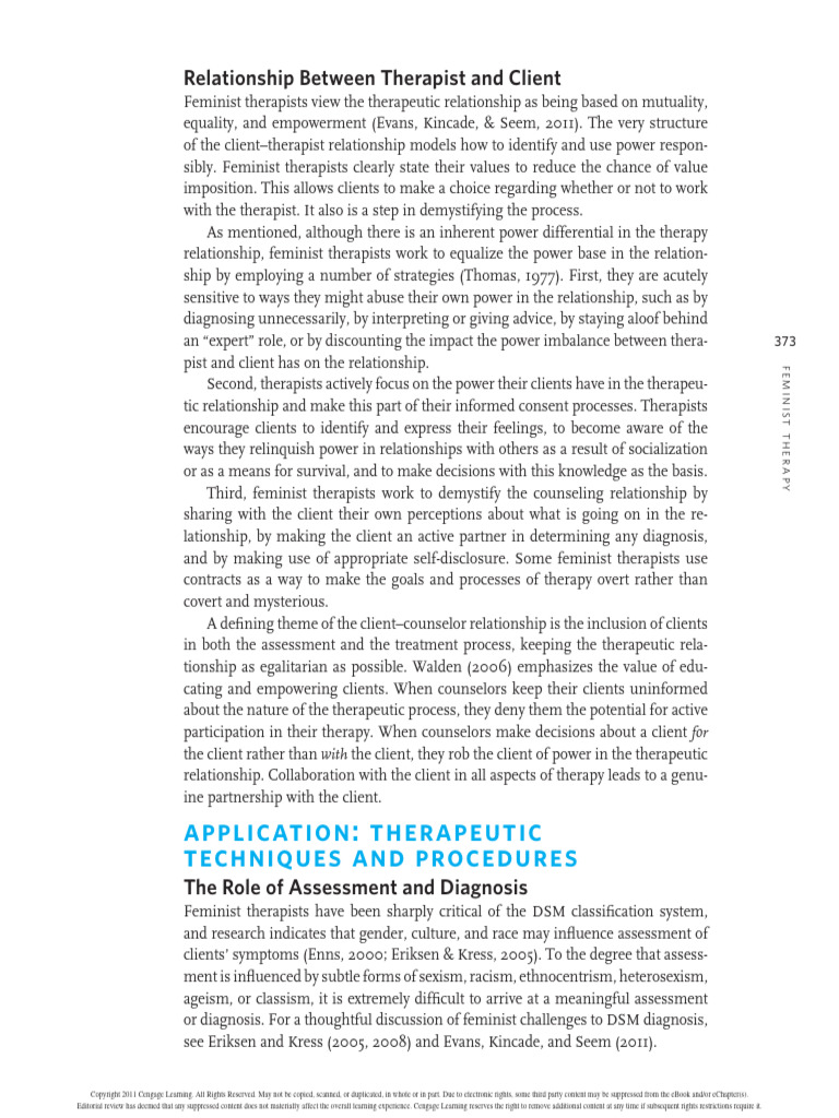 Application-Role of Men in Feminist Therapist | PDF | Psychotherapy ...