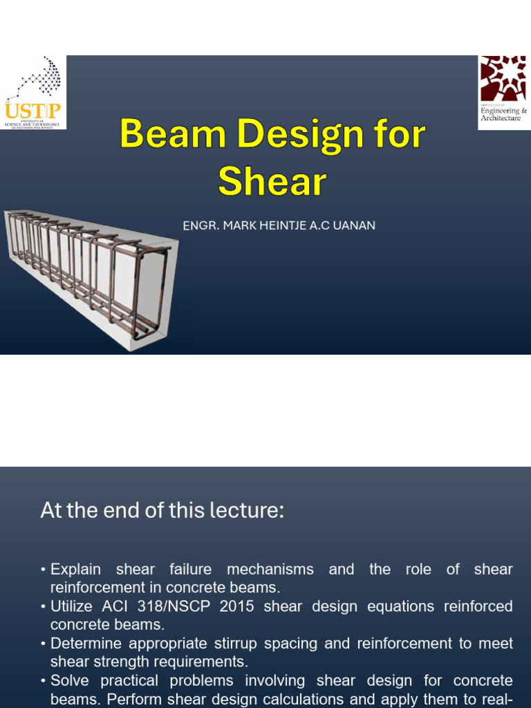 Beam Design for Shear | PDF | Bending | Strength Of Materials