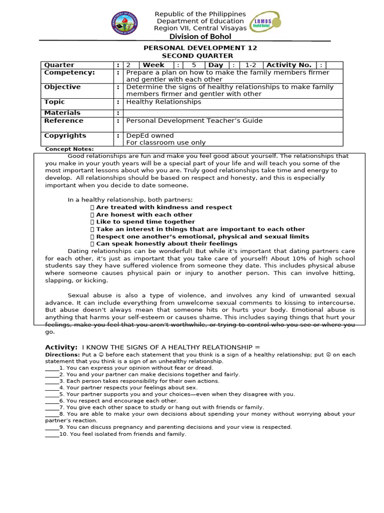 SHS PERDEV Q2 Wk5-Act49-50 | PDF | Adolescence | Sexual Intercourse