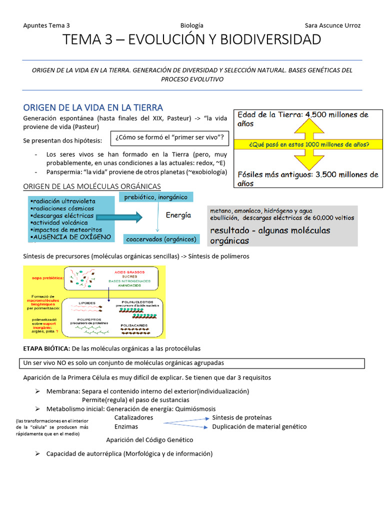 Evolución y Biodiversidad: Origen de la Vida | PDF | Evolución | Eucariotas