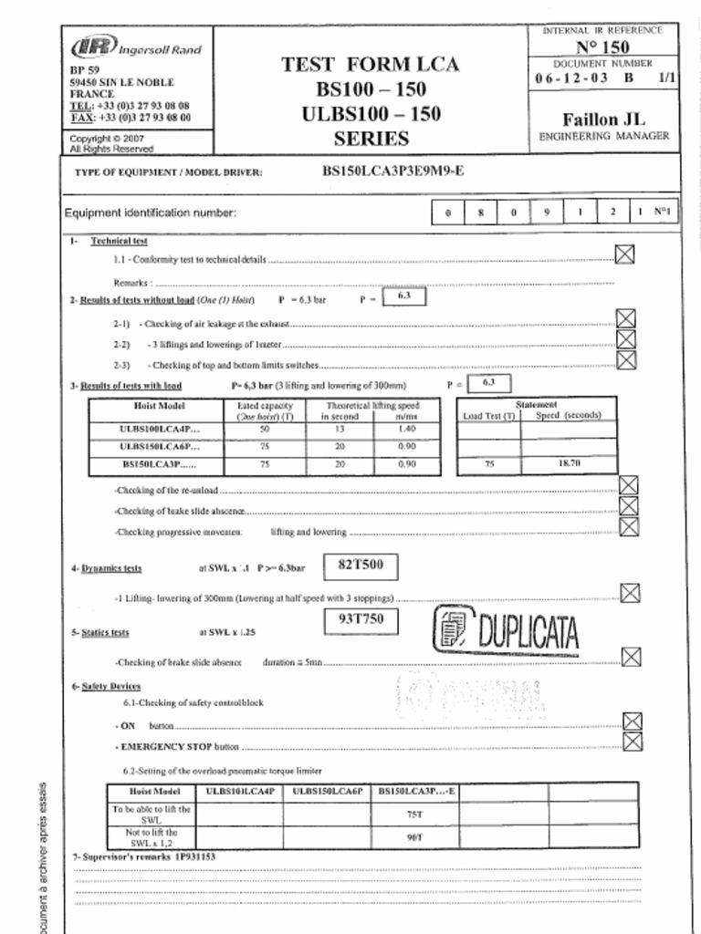 Test Form Lca BS100 150 | PDF