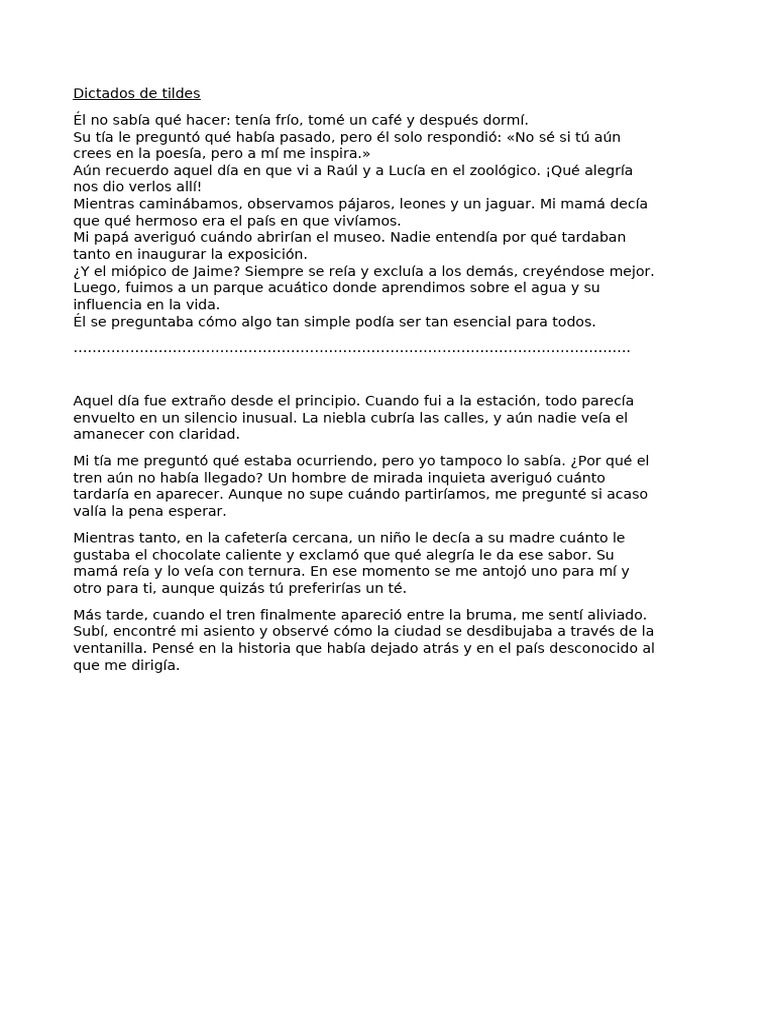 Dictados sobre tildes y emociones | PDF