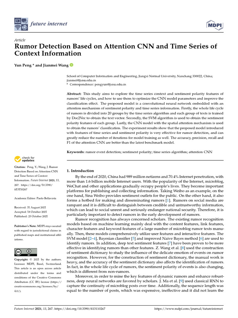 Rumor Detection Based On Attention CNN and Time Series of | PDF | Deep ...