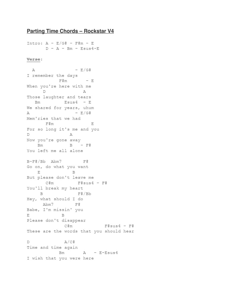 Parting Time Chords ROCKSTAR | PDF