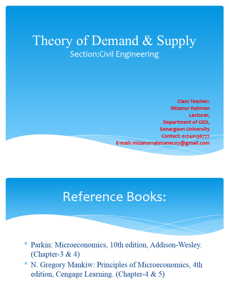Lecture-2 - Theory of Demand - Supply and Their Elasticities | PDF ...