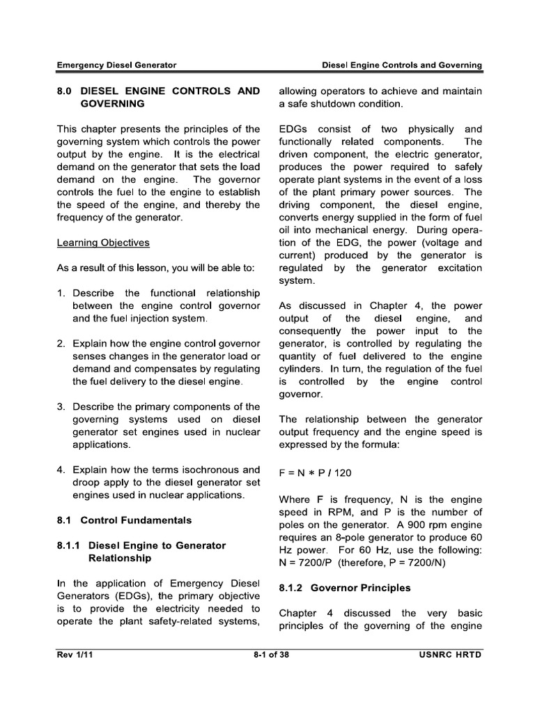 Diesel Engine Control and Governing | PDF