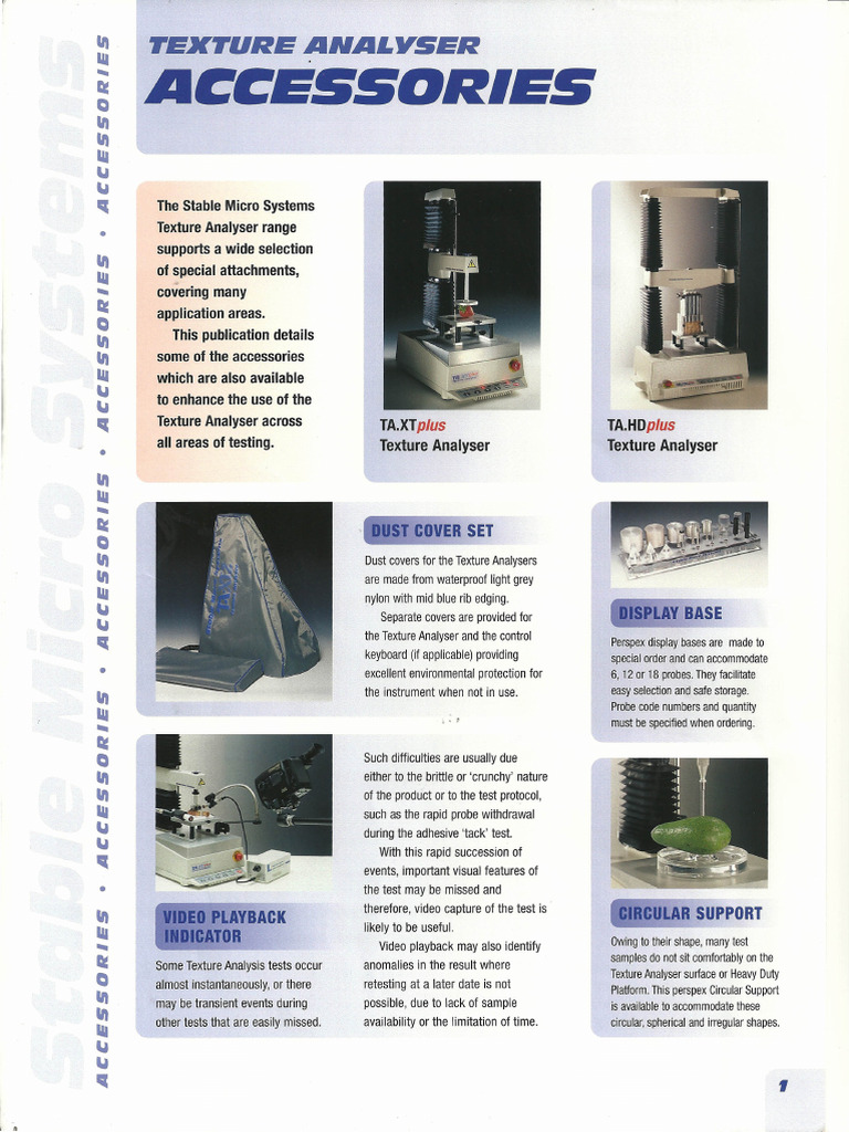 Texture Analyser Accessories Guide | PDF | Manufactured Goods