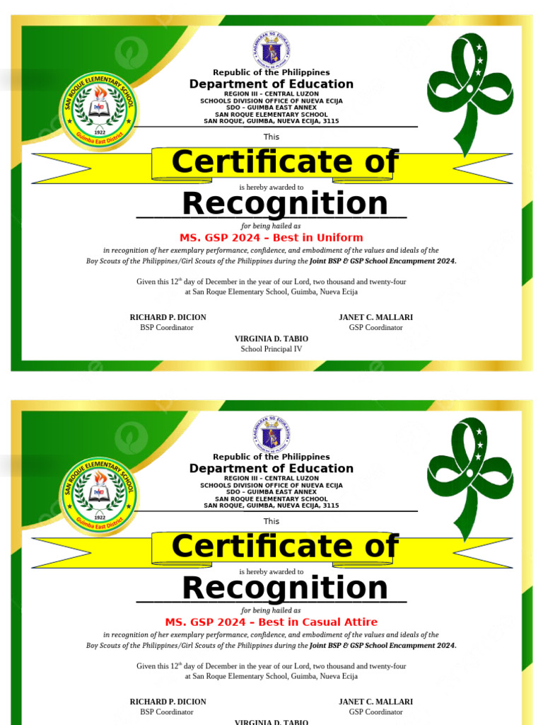 GSP Certificates | PDF | Scouting And Guiding | Outdoor Recreation