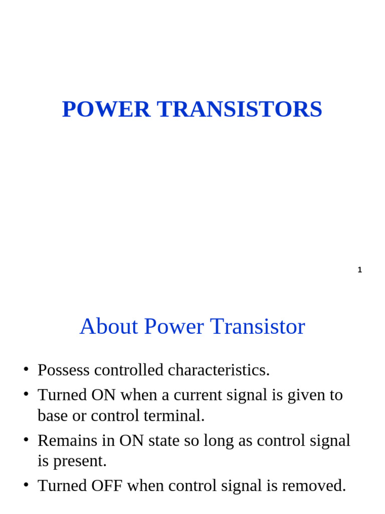 Overview of Power Transistors | PDF